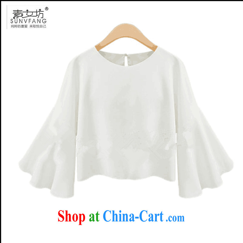 Women of 2015 workshop on the United States and Europe, female summer the increase is indeed new 200 Jack thick MM 7 sub-cuff round-collar and two-piece T pension 0833 white 5 XL recommendations 185 - 210 jack, female square (SUNVFANG), online shopping
