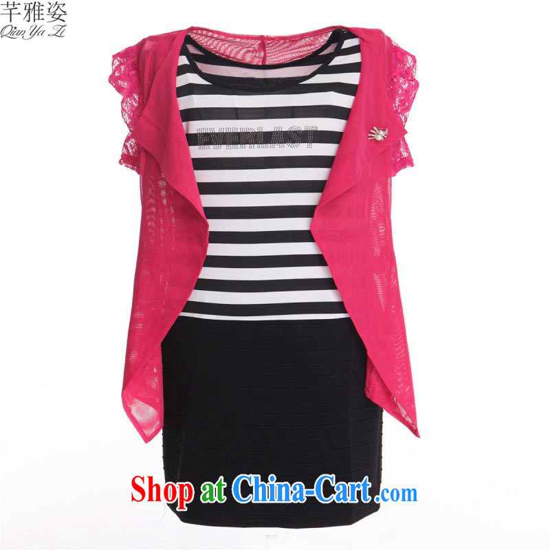 The load is increased, women dresses 2015 new streaks vest solid skirt short-sleeved lace shawl suit two piece set with short skirts of red 4 XL approximately 170 - 200 jack, constitution, Jacob (QIANYAZI), and shopping on the Internet