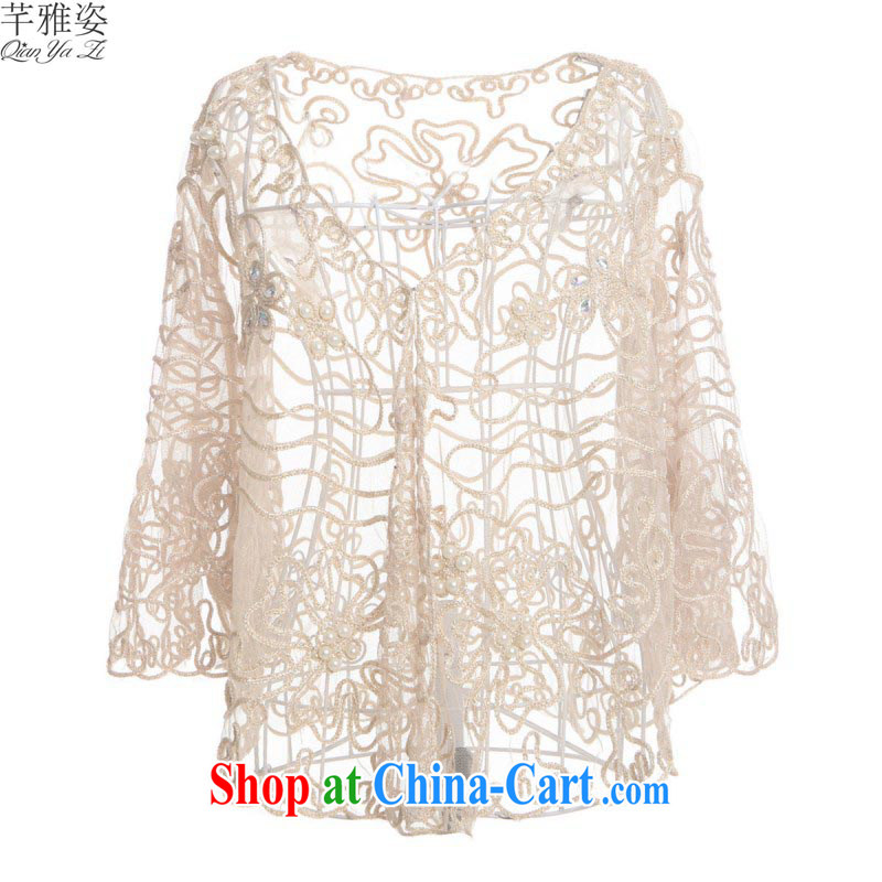 The payment to the ventricular hypertrophy, Yi bat sleeves loose jacket, the patterned transparent Web dresses shawl straps jacket Air Conditioning T-shirt thick mm summer black apricot XL approximately 120 - 160 jack, constitution, Jacob (QIANYAZI), online shopping