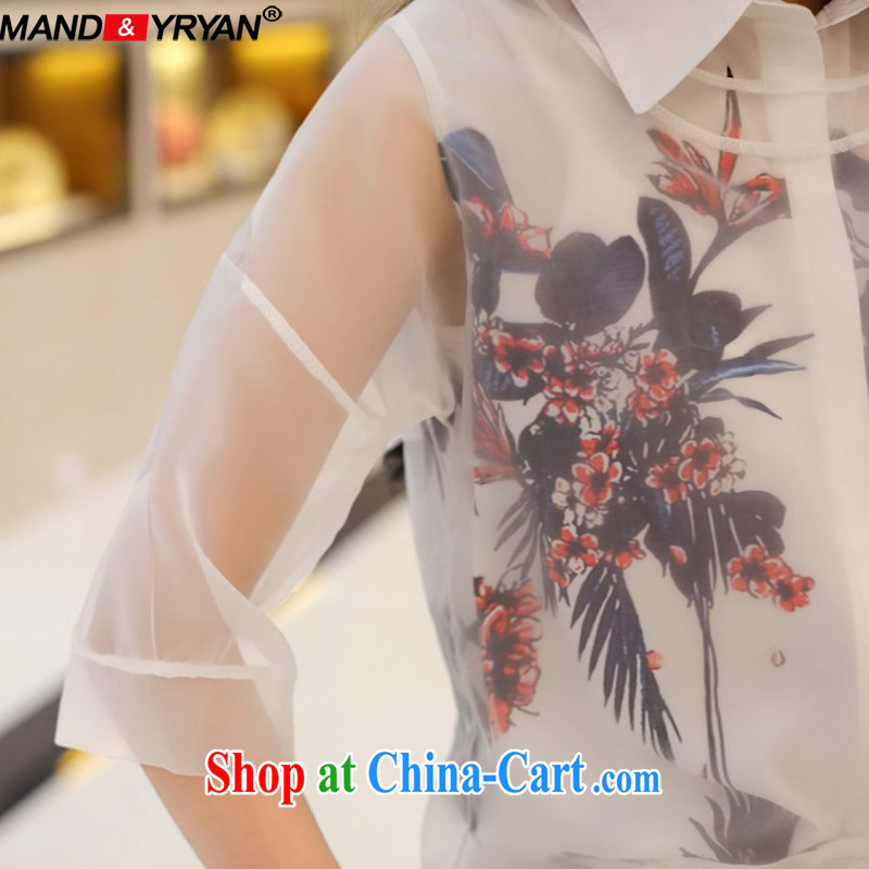 Romantic, Ryan 2015 the United States and Europe, female summer Kit 3 Kit mm thick sleeveless stamp duty shirt + Web yarn cover + cotton the body as shown in Figure/MDR XXXXL 1969 165 - 175 Jack left and right, Mr. Laing (Mandyryan), online shopping