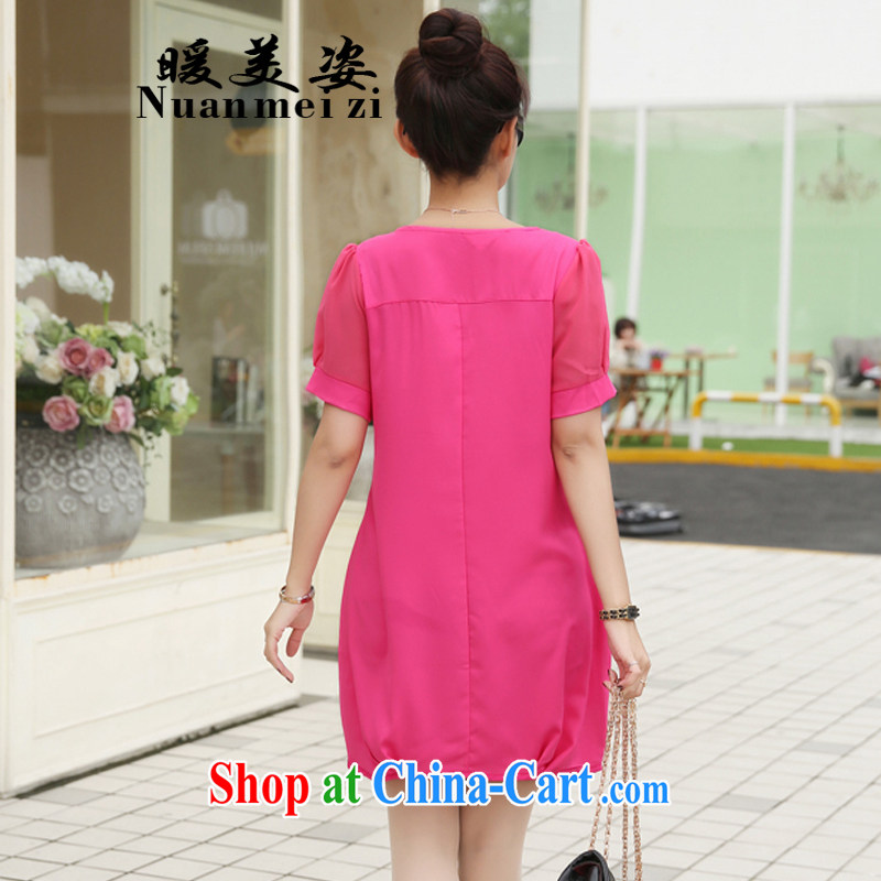 Warm beauty summer 2015 new dresses thick mm larger female Korean video thin cotton the dresses women 6673 black XXL, warm beauty, shopping on the Internet