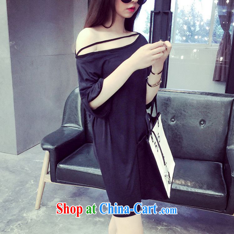 Flexible early summer 2015 Korean version of the greater code female thick sister graphics thin bare shoulders, feel the long, solid color T shirts dresses 200 jack is wearing a black XXXL pictures, price, brand platters! Elections are good character, the national distribution, so why buy now enjoy more preferential! Health