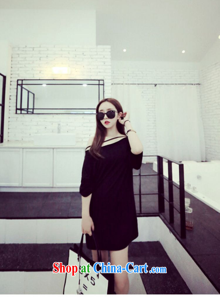 Flexible early summer 2015 Korean version of the greater code female thick sister graphics thin bare shoulders, feel the long, solid color T shirts dresses 200 jack is wearing a black XXXL pictures, price, brand platters! Elections are good character, the national distribution, so why buy now enjoy more preferential! Health