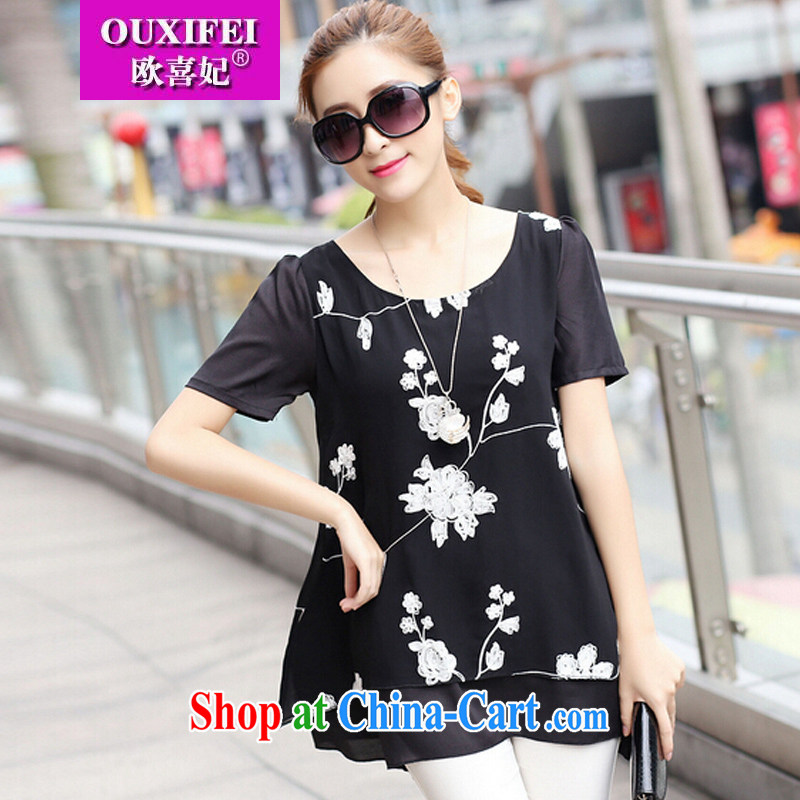 Southern Europe The Princess Diana, Lady thick mm Summer Snow woven shirts thick sister relaxed long T-shirt short-sleeved shirt T white XXXXL the Code, the OSCE-hi Princess OUXIFEI), online shopping
