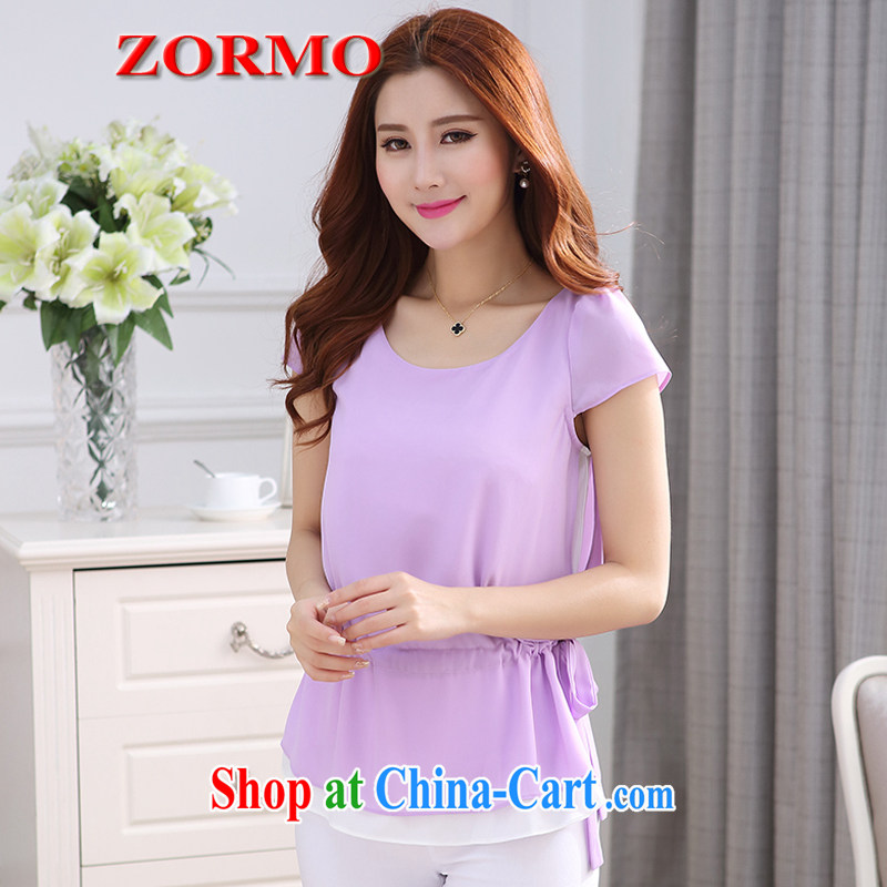 ZORMO 2015 summer new thick mm and indeed XL color collision snow woven shirts waists with lounge T-shirt purple 5 XL