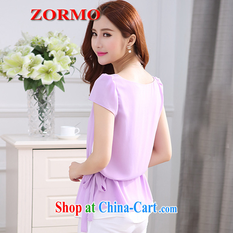 ZORMO 2015 summer new thick mm and indeed XL color collision snow woven shirts waists with lounge T-shirt purple 5 XL, ZORMO, shopping on the Internet