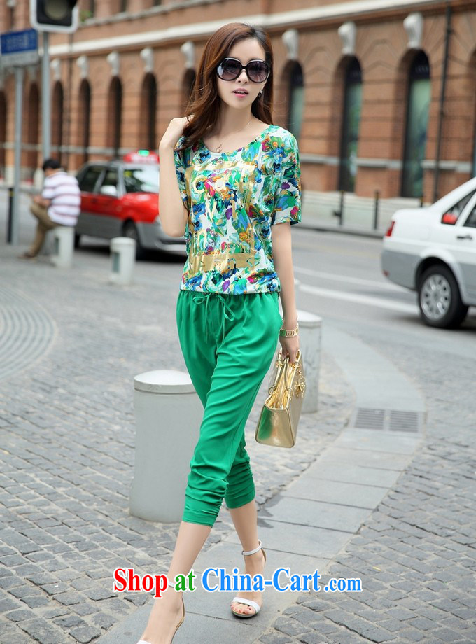 10,000 Constitution Haneda summer 2015 new Korean XL Leisure package 7 pants + short-sleeved T-shirt girl TX 610 green XXXL pictures, price, brand platters! Elections are good character, the national distribution, so why buy now enjoy more preferential! Health