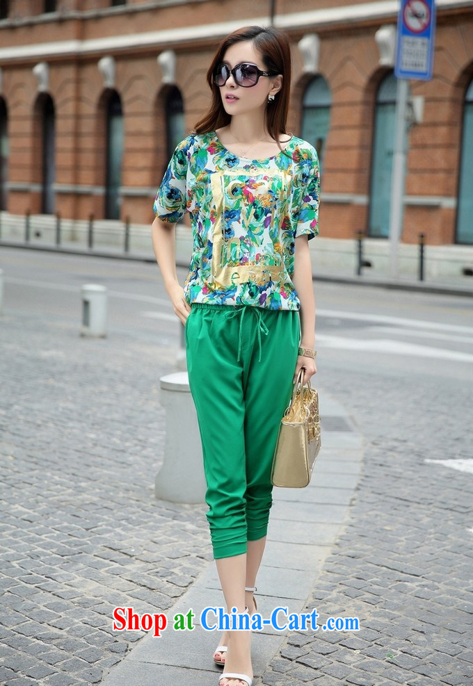 10,000 Constitution Haneda summer 2015 new Korean XL Leisure package 7 pants + short-sleeved T-shirt girl TX 610 green XXXL pictures, price, brand platters! Elections are good character, the national distribution, so why buy now enjoy more preferential! Health