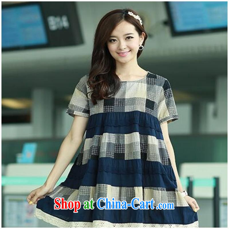 Political poetry summer 2015 new, larger dresses Korean version thick MM short-sleeved checkered loose the cotton the pregnant women dress in long red M, poetry, political, and shopping on the Internet