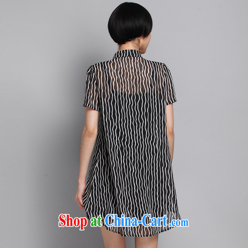 Morning would be summer 2015 new Korea and indeed increase, women mm thick beauty graphics thin stripes lapel does not rule snow woven shirts long sleeves shirt, black 5 XL (180 - 200 ) jack, morning, and shopping on the Internet