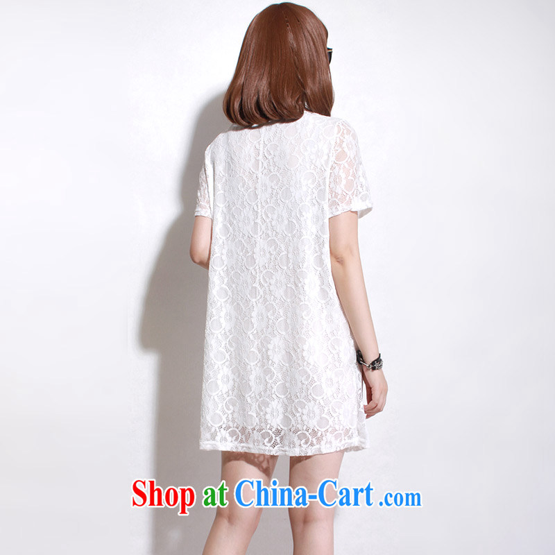 Director of the Advisory Committee summer lax in Europe and graphics thin and thick XL female thick mm Leopard, long lace short-sleeve double-yi skirt white loose all code, made the Advisory Committee (mmys), online shopping