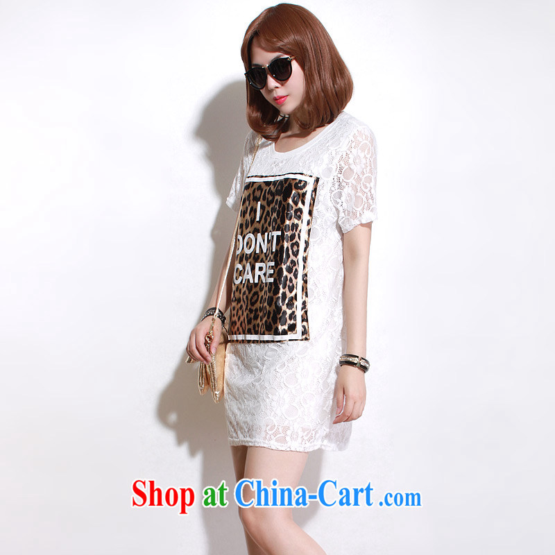 Director of the Advisory Committee summer lax in Europe and graphics thin and thick XL female thick mm Leopard, long lace short-sleeve double-yi skirt white loose all code, made the Advisory Committee (mmys), online shopping