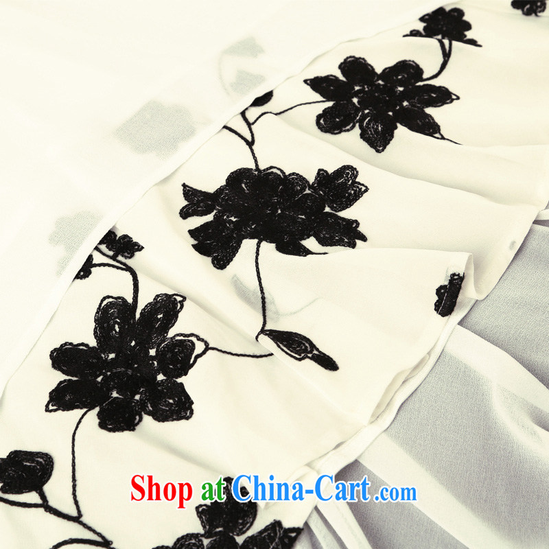 Morning would be 2015 summer New, and indeed increase, female Temperament spent a relaxed snow woven short-sleeved dress mm thick collision color embroidered leave of two garment black 5 XL (180 - 200 ) jack, early morning, and shopping on the Internet