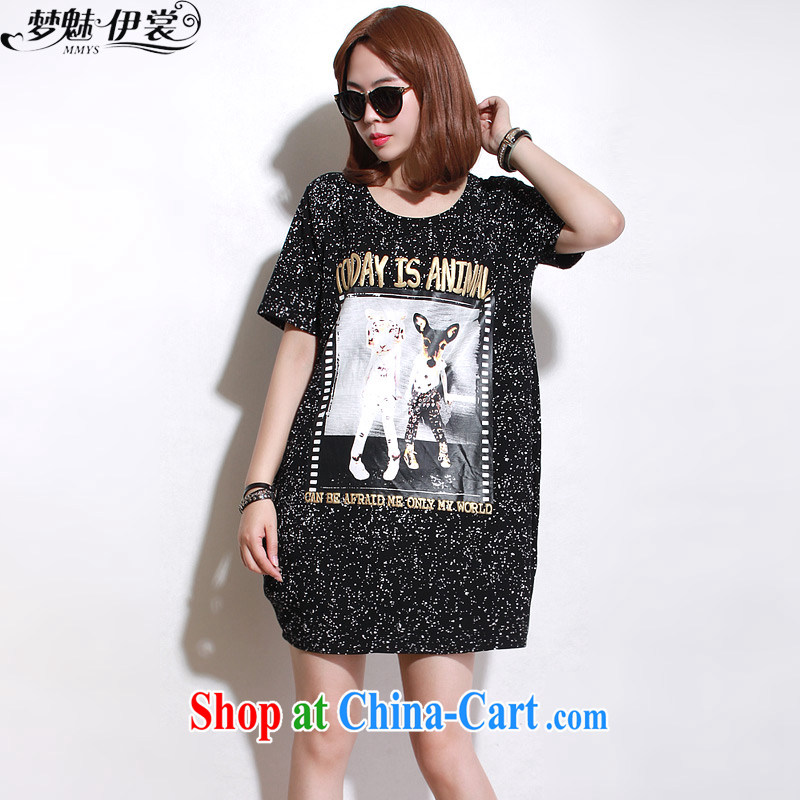 Let me clear the Advisory Committee summer new Korean version loose video thin and thick XL women mm thick, long, T shirt short-sleeved suits skirt black loose all code