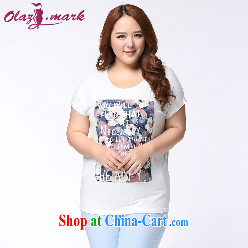 The Erez Mark's 2015 summer new, indeed the XL girls with a short-sleeved shirt T Korean thick mm round-collar graphics thin T-shirt 1140 white XL _recommended chest of 108 cm_
