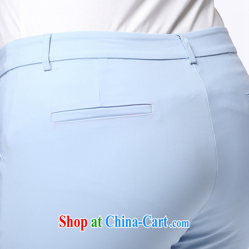 The Erez mark summer 2015 new, larger female 9 pants female Korean thick mm video thin pants 4032 Lake blue XXL (waist 90 cm), the Erez. mark (OLAZY . MARK), online shopping
