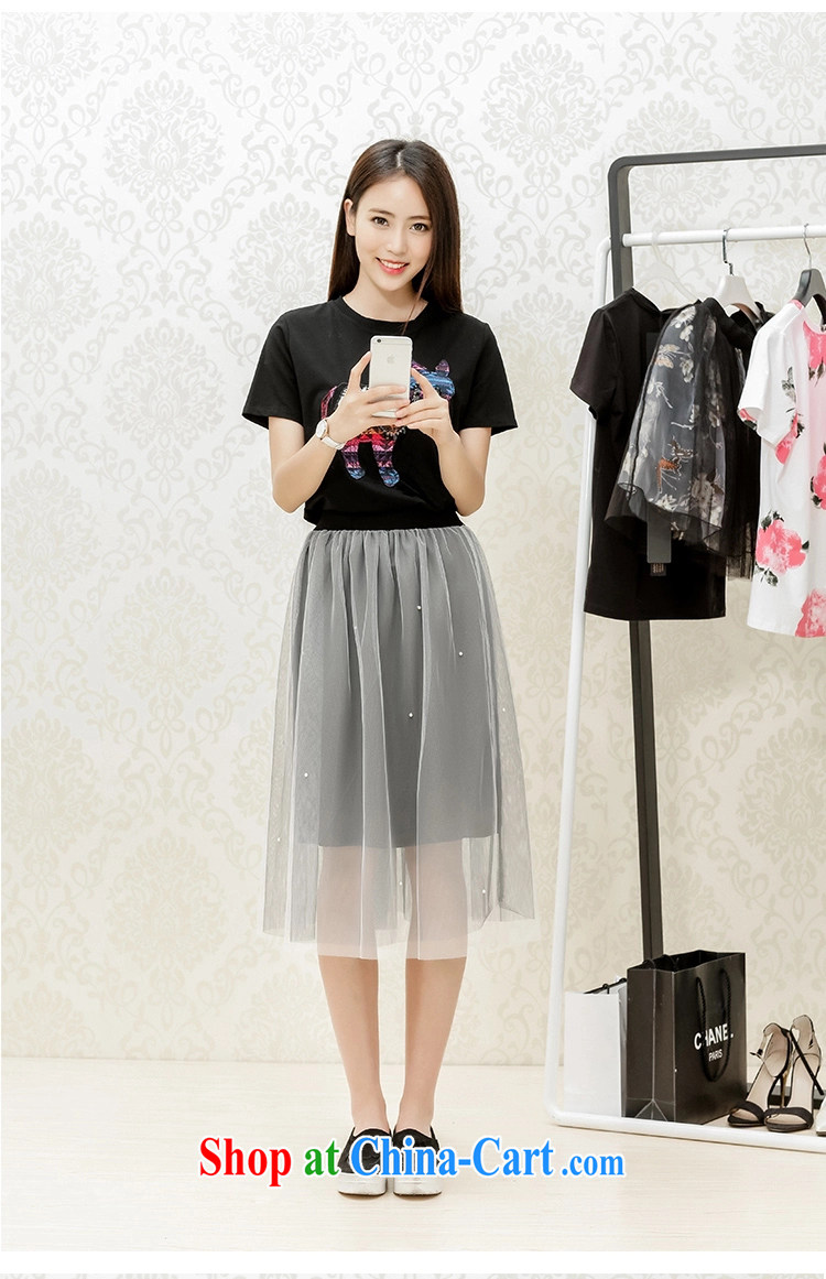 Tang year new summer thick MM graphics thin short-sleeve two-piece dresses cotton T shirt T-shirt + nets, long skirt black 7228 XL 5 180 - 195 Jack left and right pictures, price, brand platters! Elections are good character, the national distribution, so why buy now enjoy more preferential! Health
