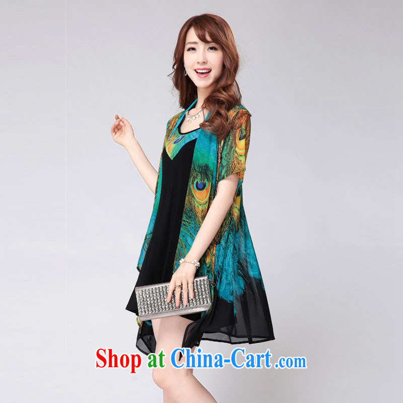 Mr Nicholas Brooke, 2015 new summer short-sleeved dresses female middle-aged fat mom with Mr Ronald ARCULLI, the girl with a skirt set skirt Y 3625 blue XXXXL, Mr Nicholas Brooke, (qilemei), online shopping