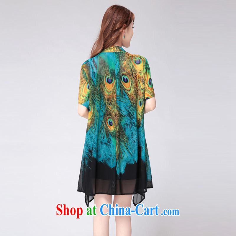 Mr Nicholas Brooke, 2015 new summer short-sleeved dresses female middle-aged fat mom with Mr Ronald ARCULLI, the girl with a skirt set skirt Y 3625 blue XXXXL, Mr Nicholas Brooke, (qilemei), online shopping