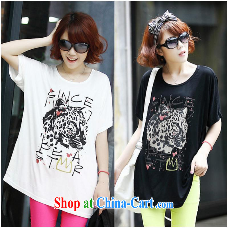 Road Angel, 2015 summer XL girls with thick sister summer graphics thin, generation, short-sleeved hot T shirts bat T-shirt Han version, long, loose solid T-shirt 316 - 3 thick girls are white, road Angel, and shopping on the Internet