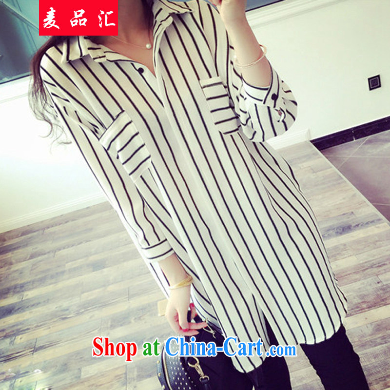 Mr MAK, sinks and indeed XL women mm thick summer 2015, long, snow-woven shirts 200 Jack thick sister stripes shirt 0840 black 5 XL, Mak, sinks, and shopping on the Internet