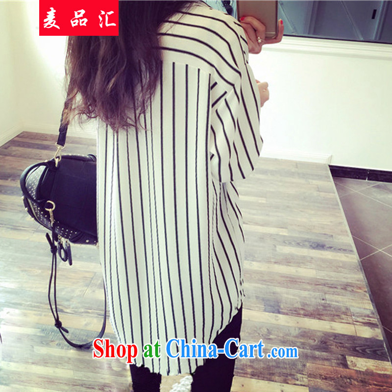 Mr MAK, sinks and indeed XL women mm thick summer 2015, long, snow-woven shirts 200 Jack thick sister stripes shirt 0840 black 5 XL, Mak, sinks, and shopping on the Internet