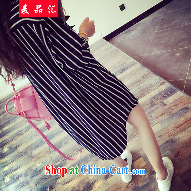 Mr MAK, sinks and indeed XL women mm thick summer 2015, long, snow-woven shirts 200 Jack thick sister stripes shirt 0840 black 5 XL, Mak, sinks, and shopping on the Internet