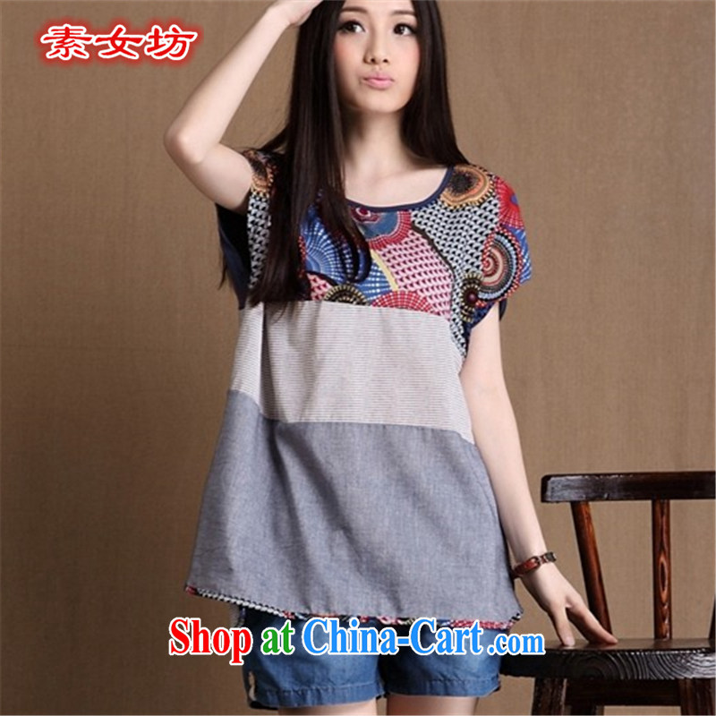 Pixel girl workshop summer 2015 new large, female, female, stamp duty cotton the stitching round-collar is not under the rules before T pension literary women 9806 and wind Stamp Card the color 4 XL, female square (SUNVFANG), online shopping