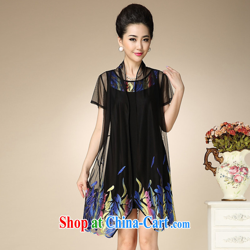 The grid, the older women in summer 2015 lace large, female embroidery mother load temperament beauty dresses picture color XXXXL, the grid (TUGRENI), shopping on the Internet