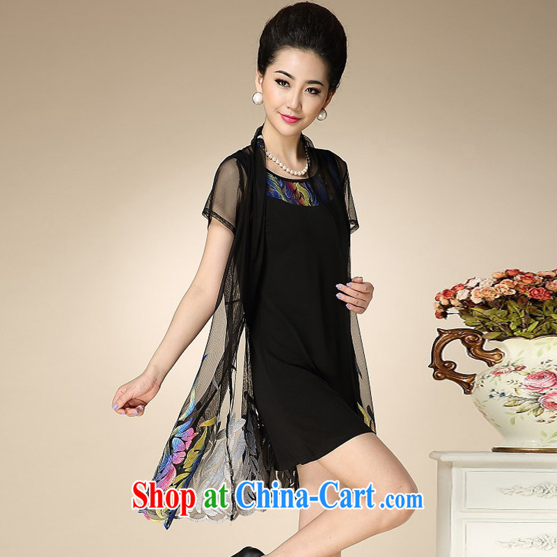 The grid, the older women in summer 2015 lace large, female embroidery mother load temperament beauty dresses picture color XXXXL, the grid (TUGRENI), shopping on the Internet