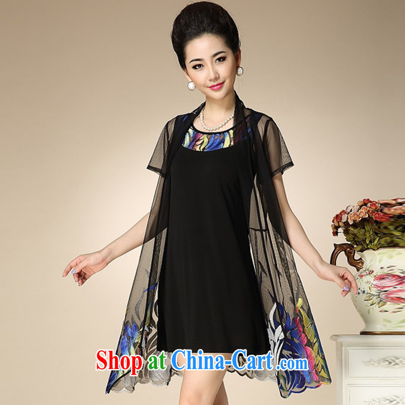 The grid, the older women in summer 2015 lace large, female embroidery mother load temperament beauty dresses picture color XXXXL, the grid (TUGRENI), shopping on the Internet