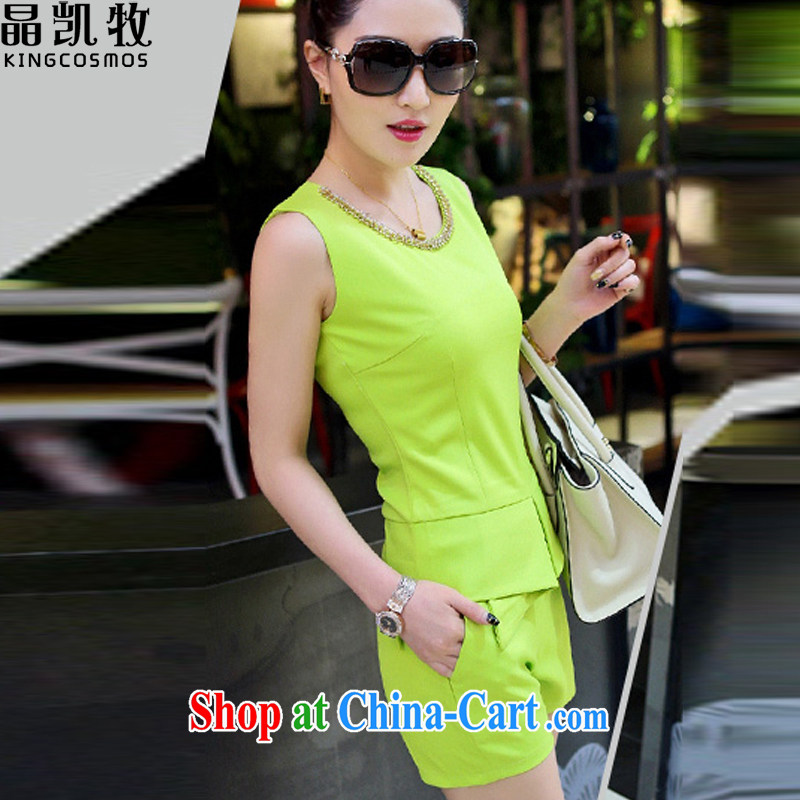 crystal, the Korean Ice woven shirts style sleeveless small Hong Kong Wind leisure two-piece LP 017 Green Green M, crystal Kay, KingCosmos), and, on-line shopping