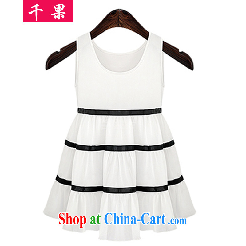 1000 fruit 2015 summer Korean version the code dress loose video thin sleeveless baby dress thick MM and indeed intensify vest streaks wrinkled dresses 232 white 5 XL, 1000 fruit (QIANGUO), online shopping