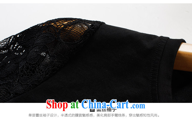Slim LI Sau 2015 summer new, larger female minimalist round style luxury hot the hot drill lace stitching graphics thin 100 ground T pension Q 8698 black 2 XL pictures, price, brand platters! Elections are good character, the national distribution, so why buy now enjoy more preferential! Health