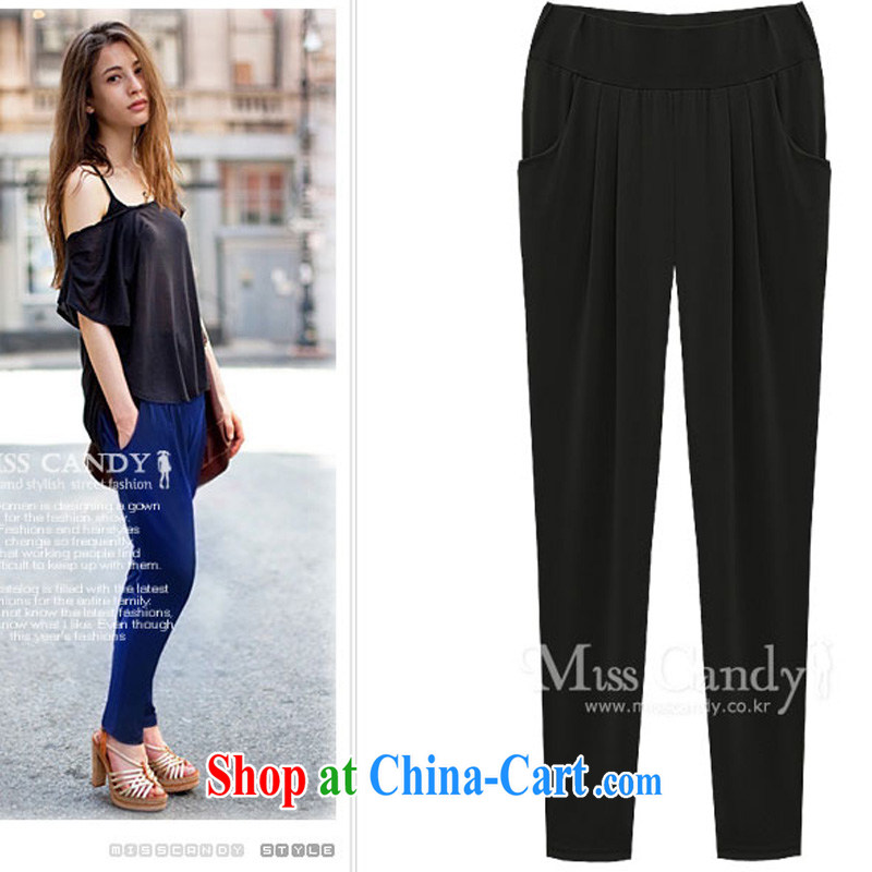 Diane of 2015 epidemic in Europe and America, the girl with thick MM summer Europe video thin large code female trousers pants black XXXXXL, Diane of Mephidross (DAISUMAN), online shopping