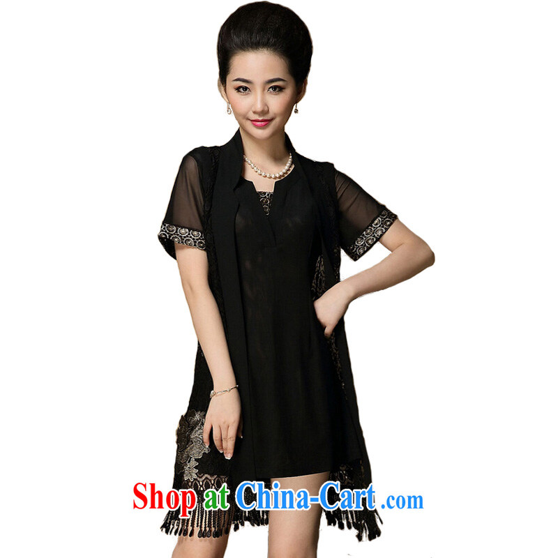 Chairwoman Hyun-thick sister larger female dresses Summer Snow-woven dresses, older clothing mom with 8088 black L, Chairwoman Hyun (JEXU), and, on-line shopping