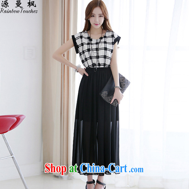 Crystal Kay's dress tartan tile beauty snow woven bohemian long skirt HK 024 black checkered skirt XL