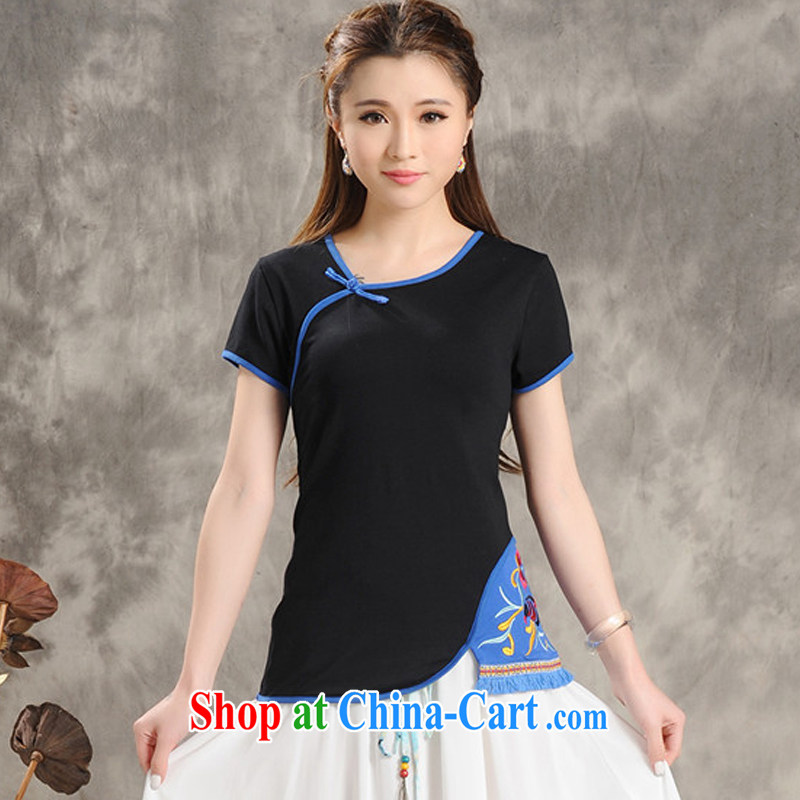 AIDS is still torn apart their swords into plowshares 2015 summer new, original Ethnic Wind female embroidery short sleeve shirt T solid T-shirt beauty larger female T-shirts white 2XL, AIDS is still torn into plowshares (AVNSLIOB), online shopping