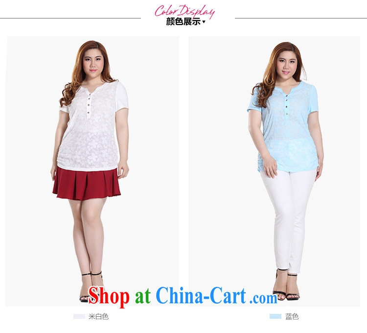 Slim Li-su 2015 summer new, larger female round V for candid embroidered Elasticated side sway Close Video thin short-sleeved T shirt T-shirt Q 8705 m White 4 XL pictures, price, brand platters! Elections are good character, the national distribution, so why buy now enjoy more preferential! Health