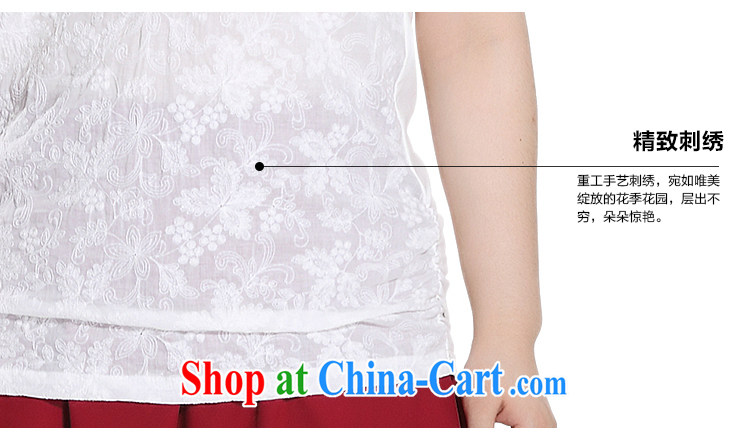 Slim Li-su 2015 summer new, larger female round V for candid embroidered Elasticated side sway Close Video thin short-sleeved T shirt T-shirt Q 8705 m White 4 XL pictures, price, brand platters! Elections are good character, the national distribution, so why buy now enjoy more preferential! Health