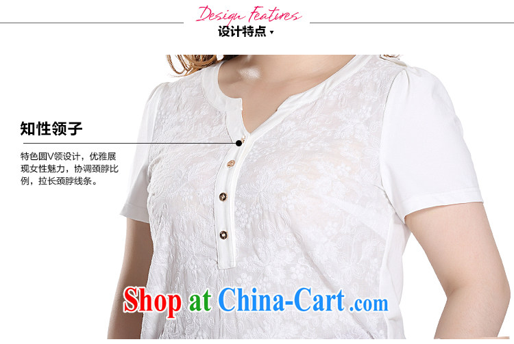 Slim Li-su 2015 summer new, larger female round V for candid embroidered Elasticated side sway Close Video thin short-sleeved T shirt T-shirt Q 8705 m White 4 XL pictures, price, brand platters! Elections are good character, the national distribution, so why buy now enjoy more preferential! Health