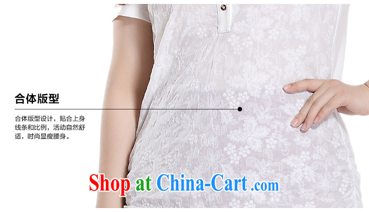 Slim Li-su 2015 summer new, larger female round V for candid embroidered Elasticated side sway Close Video thin short-sleeved T shirt T-shirt Q 8705 m White 4 XL pictures, price, brand platters! Elections are good character, the national distribution, so why buy now enjoy more preferential! Health