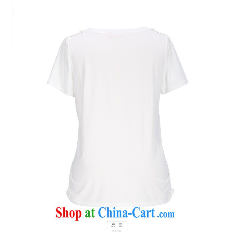 Slim Li-su 2015 summer new, larger female round V for candid embroidered Elasticated side sway Close Video thin short-sleeved T shirt T-shirt Q 8705 m White 4 XL pictures, price, brand platters! Elections are good character, the national distribution, so why buy now enjoy more preferential! Health