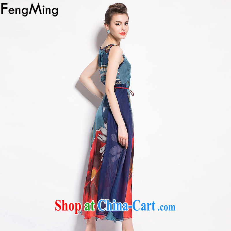 Abundant Ming summer 2015 in Europe and the larger female new Silk Dresses bohemian resort long skirt suit XXL, HSBC Ming (FengMing), shopping on the Internet