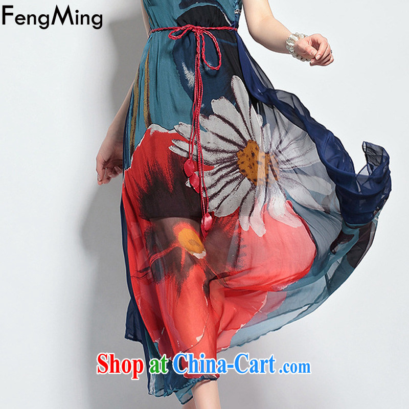Abundant Ming summer 2015 in Europe and the larger female new Silk Dresses bohemian resort long skirt suit XXL, HSBC Ming (FengMing), shopping on the Internet