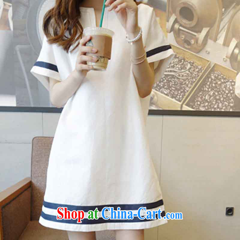 The language would be 2015 summer new Korean version the Code women mm thick very casual half sleeve round neck, long cotton mA short-sleeved further dress girls summer white XL, the language, and, shopping on the Internet
