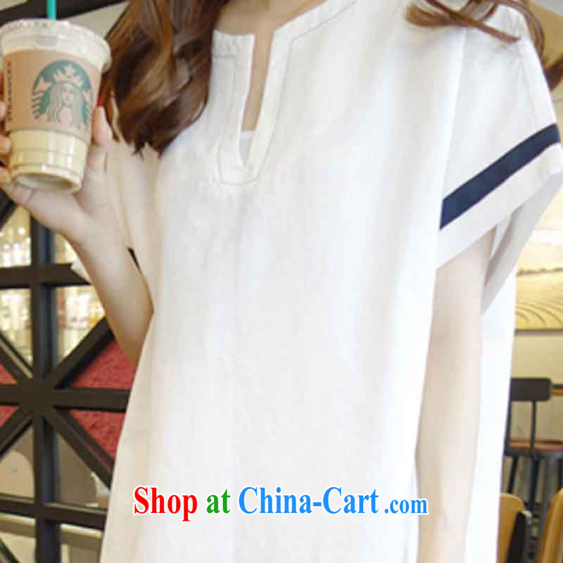 The language would be 2015 summer new Korean version the Code women mm thick very casual half sleeve round neck, long cotton mA short-sleeved further dress girls summer white XL, the language, and, shopping on the Internet