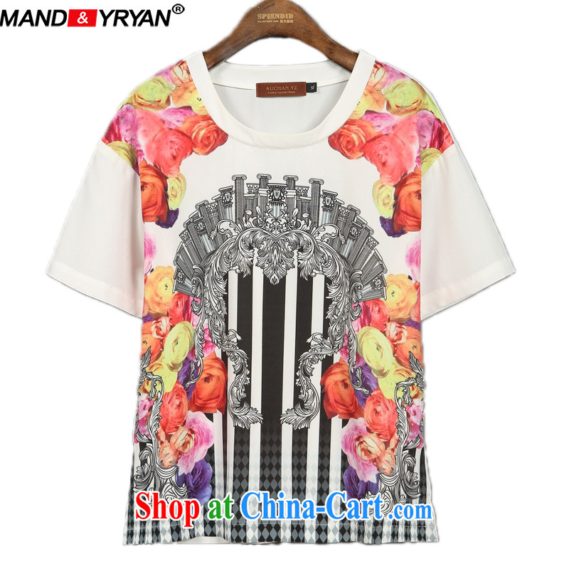 Romantic, Ryan 2015 the United States and Europe, female summer wear thick sister graphics thin stylish two-piece on stamp duty short-sleeved T shirt + stretch waist shorts shown in Figure/MDR XXXL 1758 150 - 160 jack, romantic, Ryan (Mandyryan), shopping on the Internet