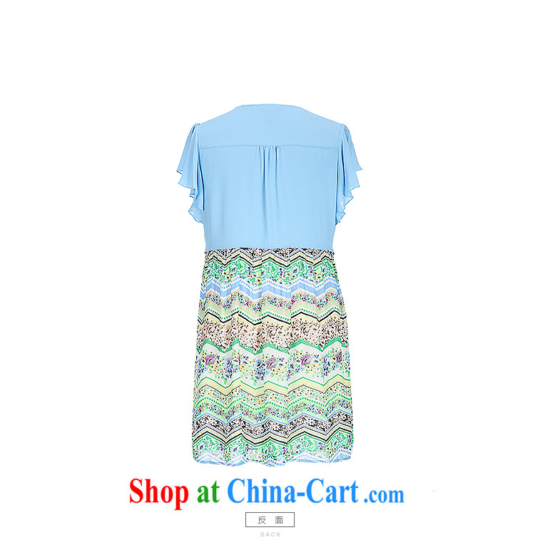 Slim LI Sau 2015 summer new, larger female stylish geometric stamp leave two flouncing cuff dress Q 7871 blue 3 XL pictures, price, brand platters! Elections are good character, the national distribution, so why buy now enjoy more preferential! Health