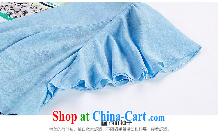 Slim LI Sau 2015 summer new, larger female stylish geometric stamp leave two flouncing cuff dress Q 7871 blue 3 XL pictures, price, brand platters! Elections are good character, the national distribution, so why buy now enjoy more preferential! Health